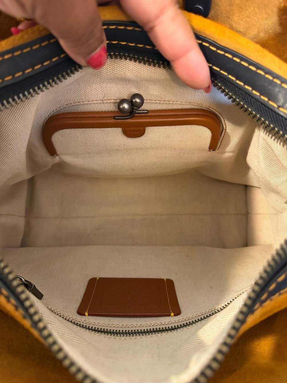 Coach Rogue 25 in Black Glovetanned Pebble Leather with Mustard Suede Lining - Picture 11 of 14